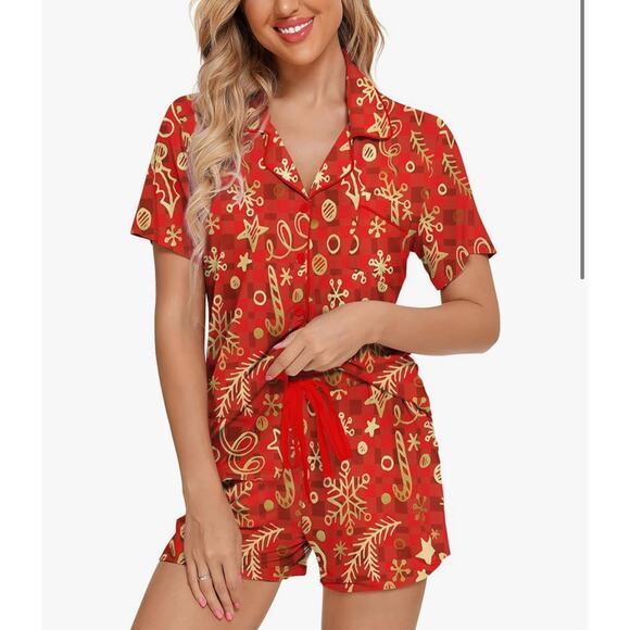 Leikar Women's Size Small Button Down 2-Piece Pajama Set Red NWOT - Picture 9 of 10